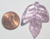 1 35x25mm Light Pink with Silver Foil Lampwork Twisted Leaf Pendant